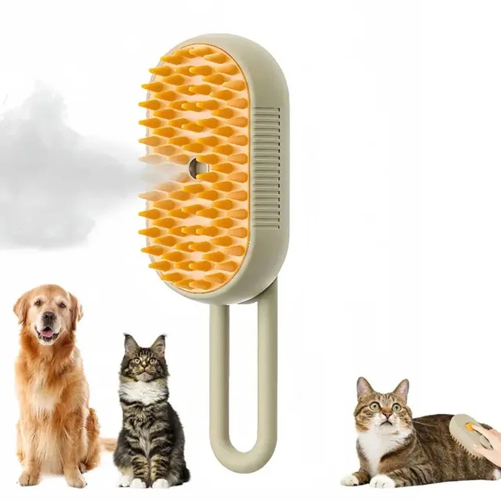 Cat Steam Brush Steamy Dog Massage Comb 3 in 1 Electric Spray Pet Grooming Comb Soft Silicone Removing Tangled and Loose Hair