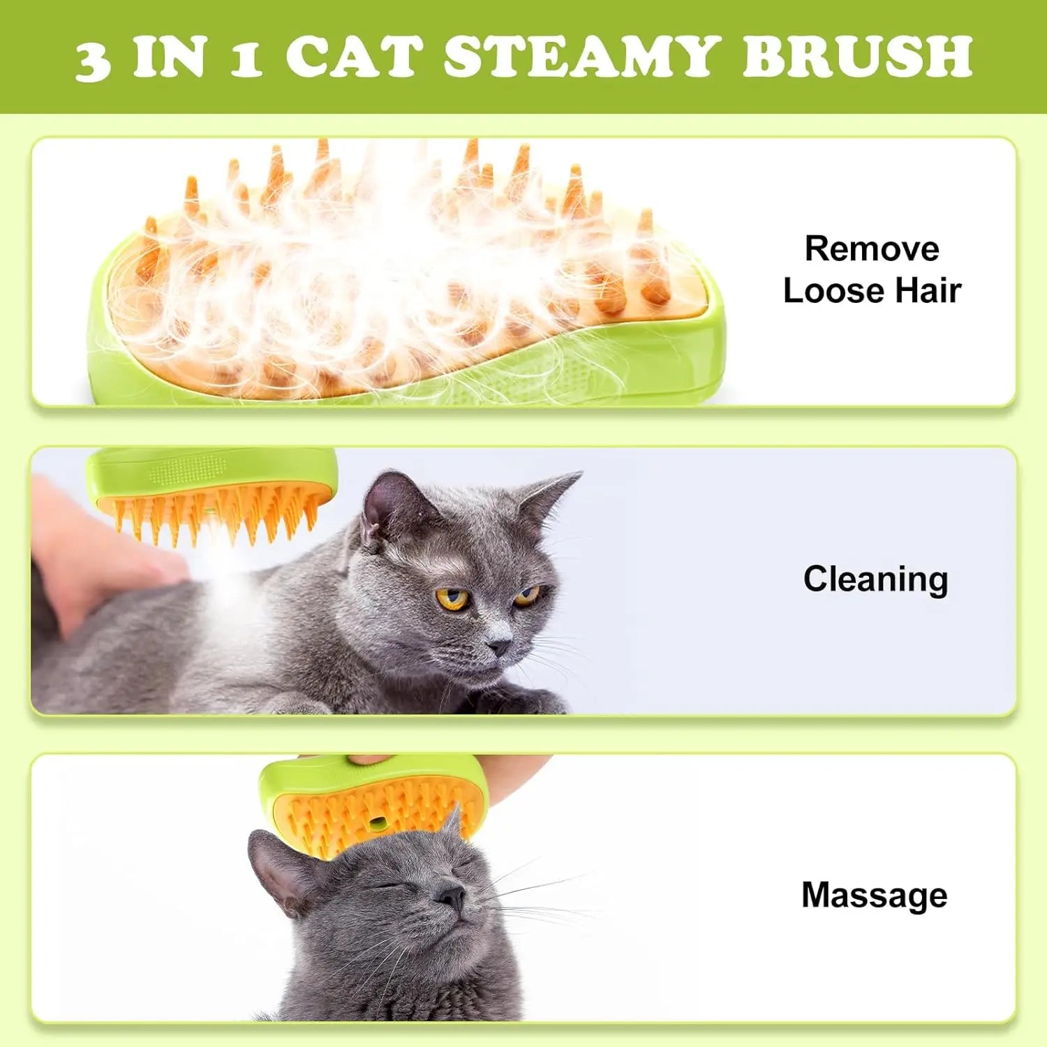 Cat Steam Brush Steamy Dog Massage Comb 3 in 1 Electric Spray Pet Grooming Comb Soft Silicone Removing Tangled and Loose Hair