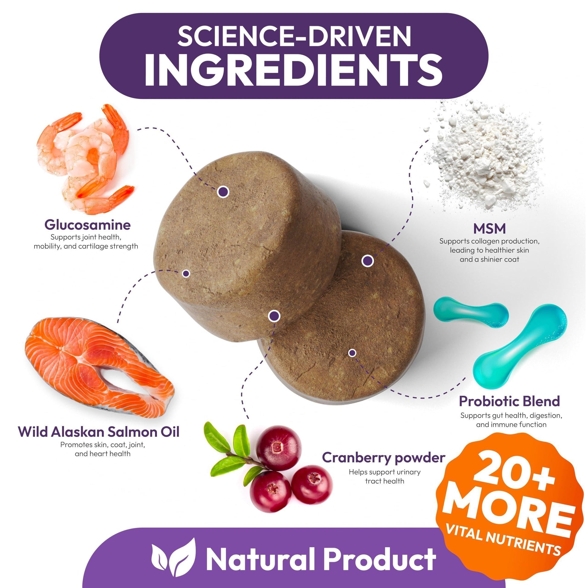 Dog Multivitamin Chewable Supplements with Glucosamine - 170 Chews for Hip Health