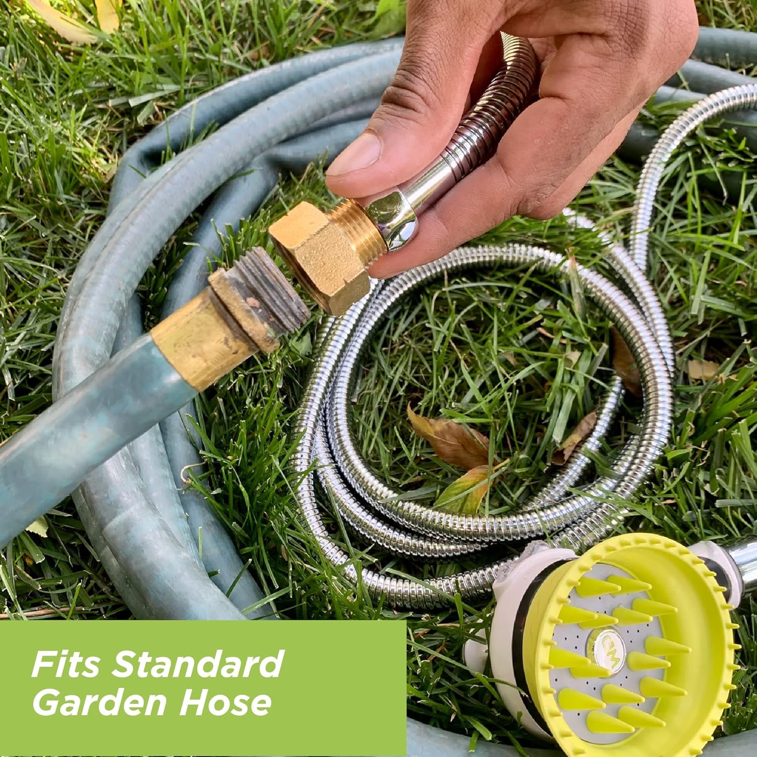 Indoor and Outdoor Dog Wash Kit for Shower and Garden Hose with Splash Shield and Rubber Scrubbing Attachment. Fast and Easy Dog Bathing and Cleaning. Pet Grooming for Long and Short Hair