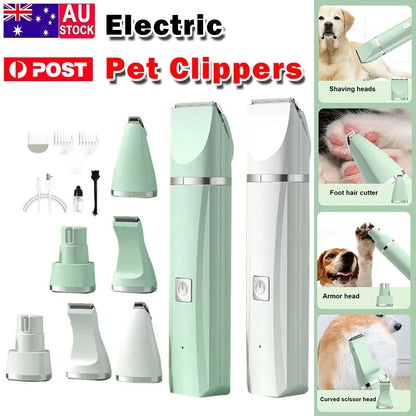 4-In-1 Multi-Functional Electric Dog Clippers for Grooming Cordless Dog Shaver Clippers Trimmers Low Noise Pet Grooming Tools