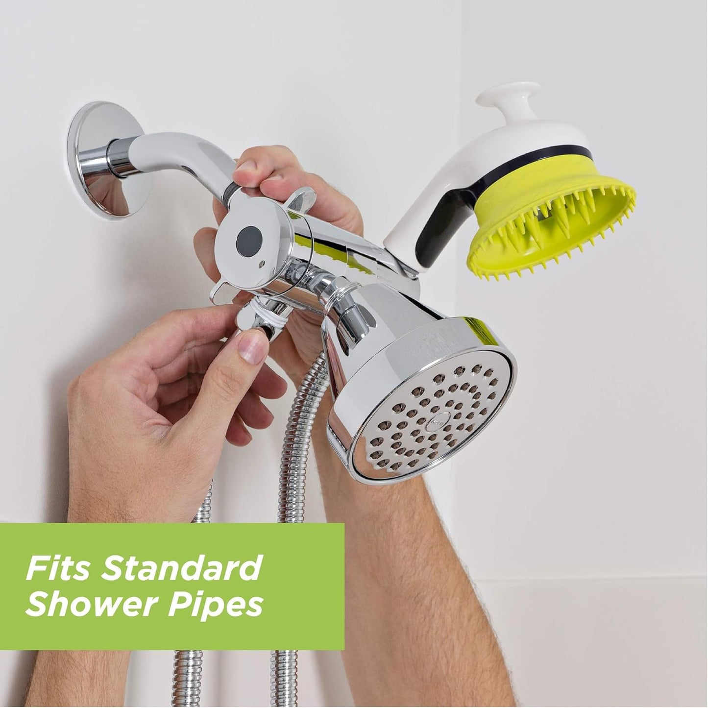 Indoor and Outdoor Dog Wash Kit for Shower and Garden Hose with Splash Shield and Rubber Scrubbing Attachment. Fast and Easy Dog Bathing and Cleaning. Pet Grooming for Long and Short Hair