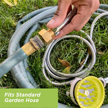 Indoor and Outdoor Dog Wash Kit for Shower and Garden Hose with Splash Shield and Rubber Scrubbing Attachment. Fast and Easy Dog Bathing and Cleaning. Pet Grooming for Long and Short Hair